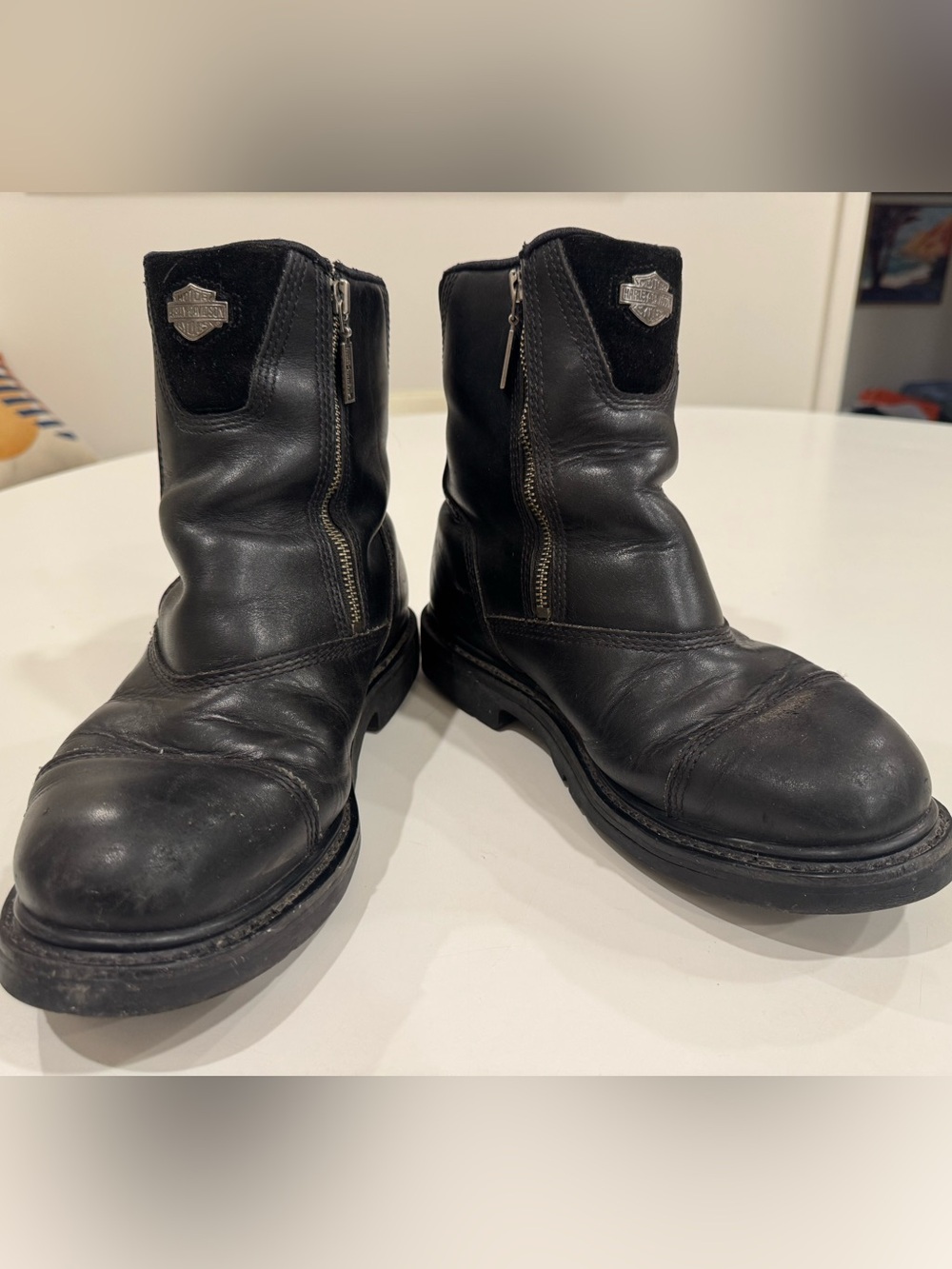 HARLEY-DAVIDSON DOUBLE ZIP LEATHER BOOTS 91840 SIZE 9